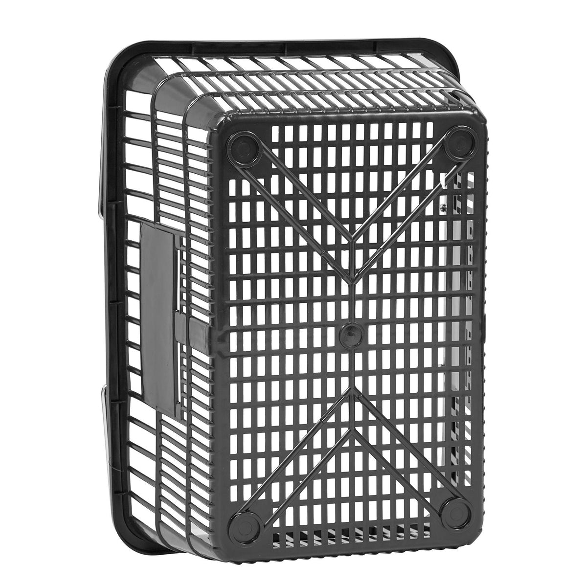 Shopping Baskets, 12 PCS, 21L Stackable PE Plastic Grocery Baskets with Handles, Dense Mesh Structure, Holds up to 20 lbs, Portable for Grocery, Retail, Stores, Supermarket, Home Use, Black