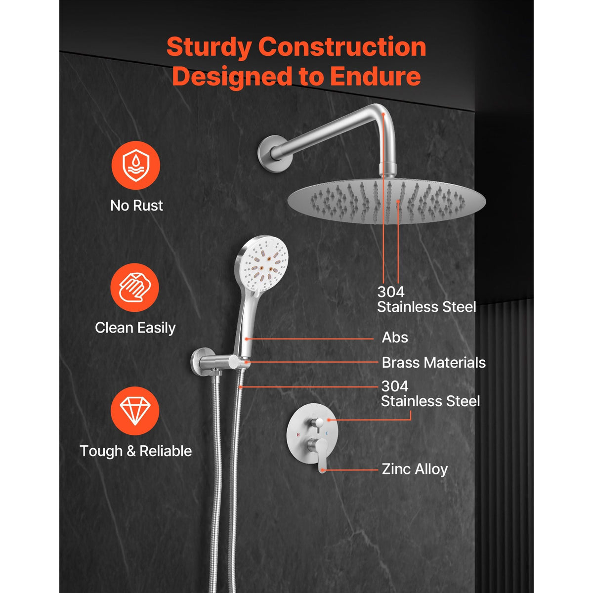 Shower Faucet Set, Rainfall Bathroom Shower System with 10-Inch Round Rain Shower Head and Handheld Spray, Wall Mounted Bath Fixtures with Brass Valve and Trim Kit, Brushed Nickel