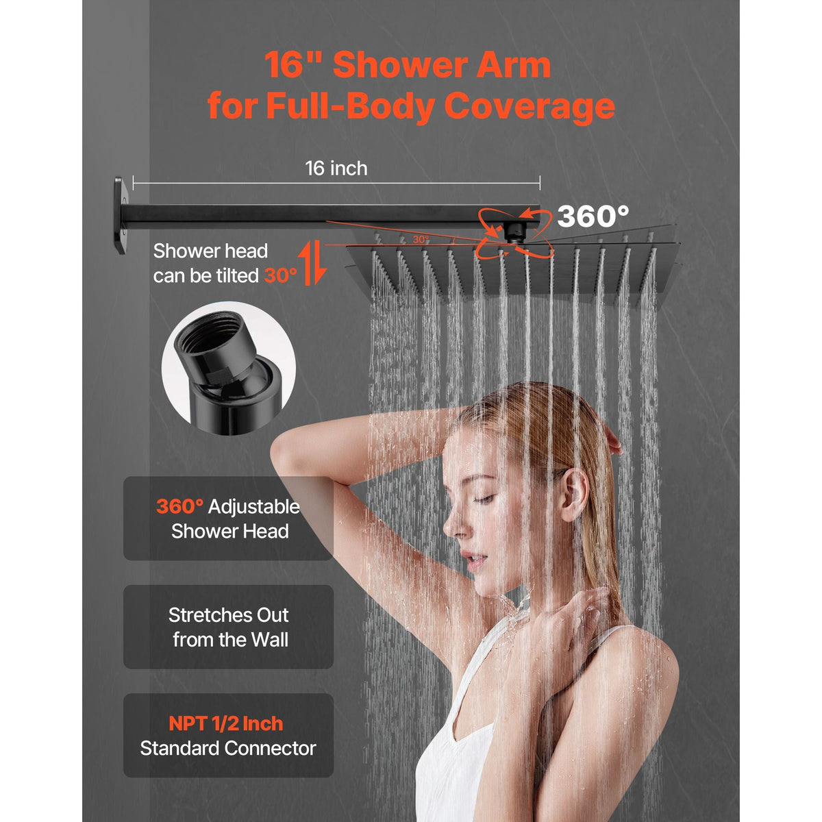 Shower Faucet Set, Rainfall Bathroom Shower System with 12-Inch Square Rain Shower Head and Handheld Spray, Wall Mounted Bath Fixtures with Brass Valve and Trim Kit, Matte Black