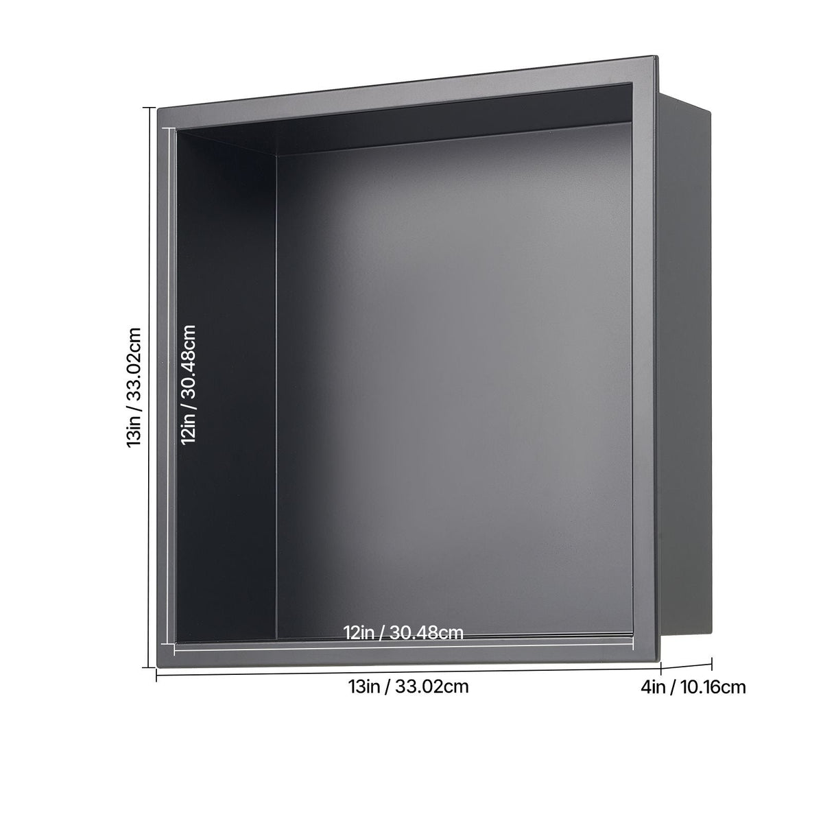 Shower Niche, 13 x 13 x 4 inch Recessed Wall Niche, Heavy-duty Stainless Steel Modern Soap & Shampoo Storage Organizer, Sealed Waterproof, Durable & Easy to Install,Black for Bathroom
