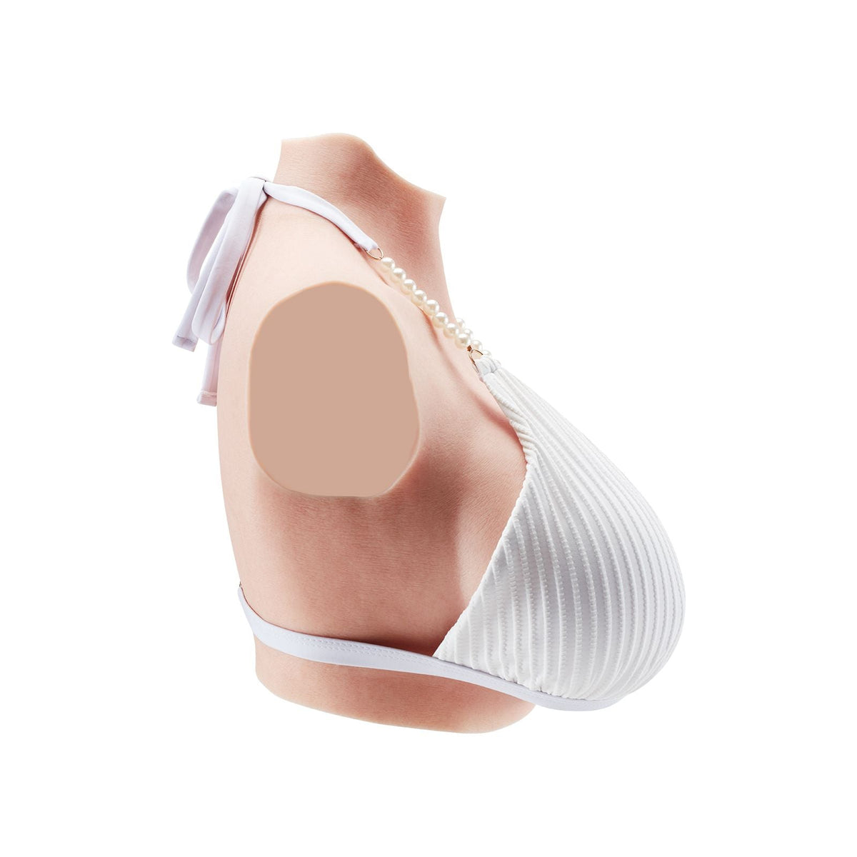 Silicone Breastplate, K Sized High Neckline Fake Breasts for Crossdressers, Realistic Silicone-Filled Fake Boobs Breast Forms for Transgender Cosplay Drag Queen, Ivory