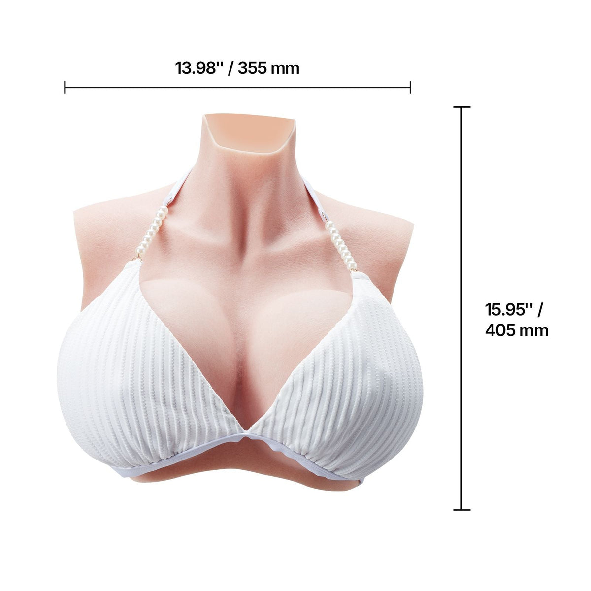 Silicone Breastplate, K Sized High Neckline Fake Breasts for Crossdressers, Realistic Silicone-Filled Fake Boobs Breast Forms for Transgender Cosplay Drag Queen, Ivory