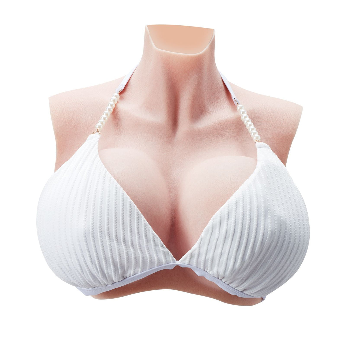 Silicone Breastplate, K Sized High Neckline Fake Breasts for Crossdressers, Realistic Silicone-Filled Fake Boobs Breast Forms for Transgender Cosplay Drag Queen, Ivory