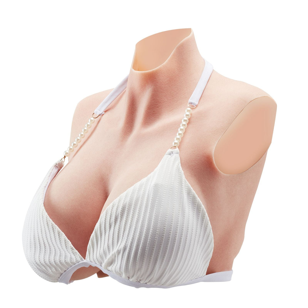 Silicone Breastplate, K Sized High Neckline Fake Breasts for Crossdressers, Realistic Silicone-Filled Fake Boobs Breast Forms for Transgender Cosplay Drag Queen, Ivory