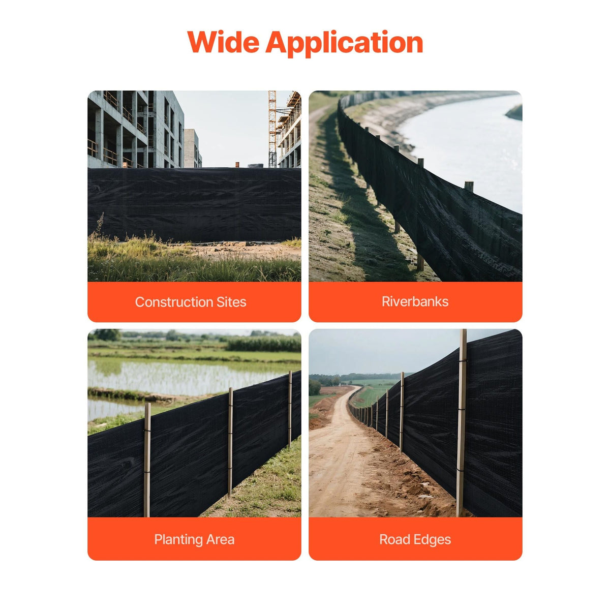 Silt Fence Fabric Roll, 3 x 500 ft Erosion Control Fencing, Industrial Grade Tough Polypropylene Fabrics for Sediment Retention, Temporary Fabric for Construction Job Sites