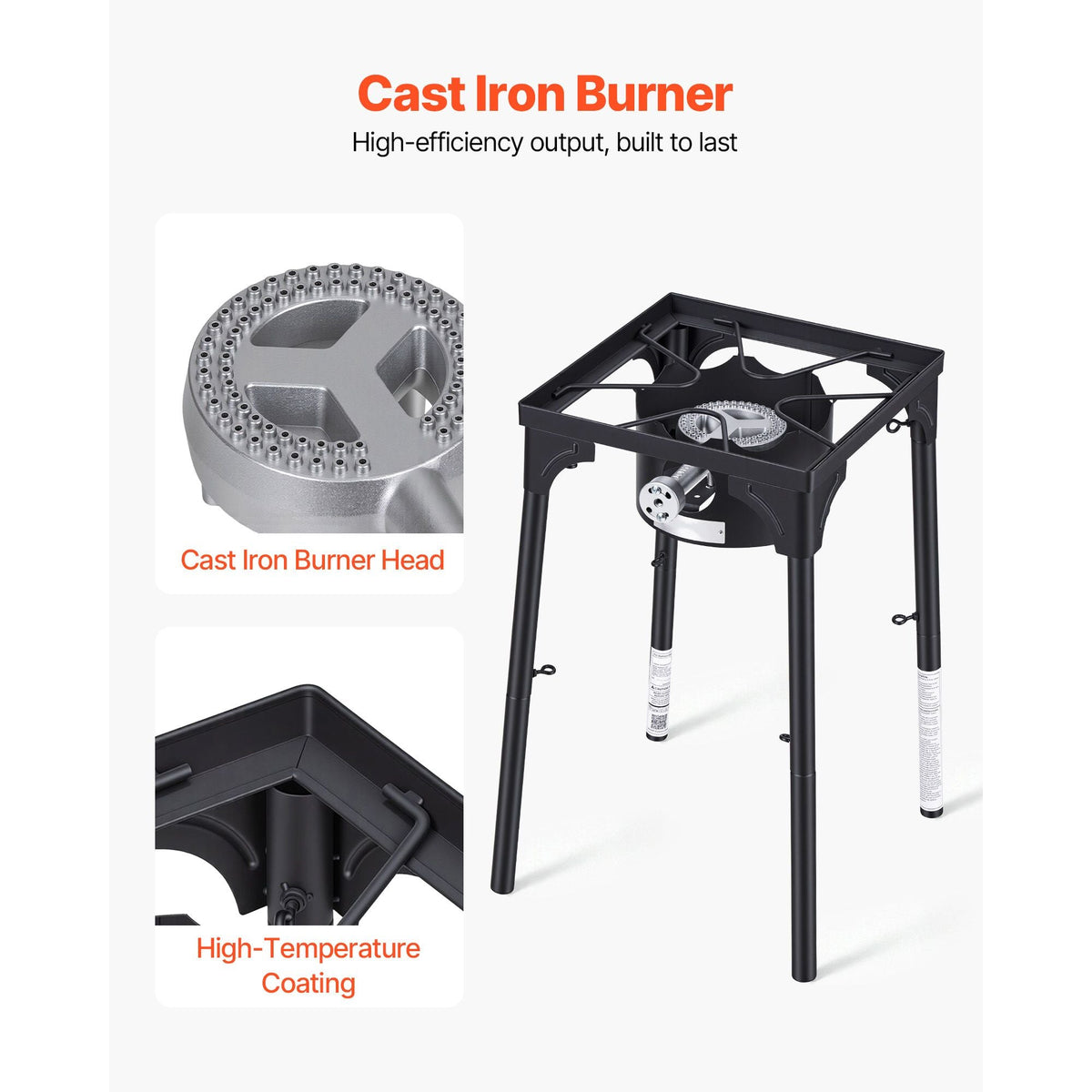 Single Burner Outdoor Propane Gas Stove, 100,000 BTU Propane LPG Gas Camping Stove, Heavy Duty Carbon Steel Outdoor Cooker, with Tall Stand & PSI Regulator, for BBQ Camp Home Patio RV Cooking