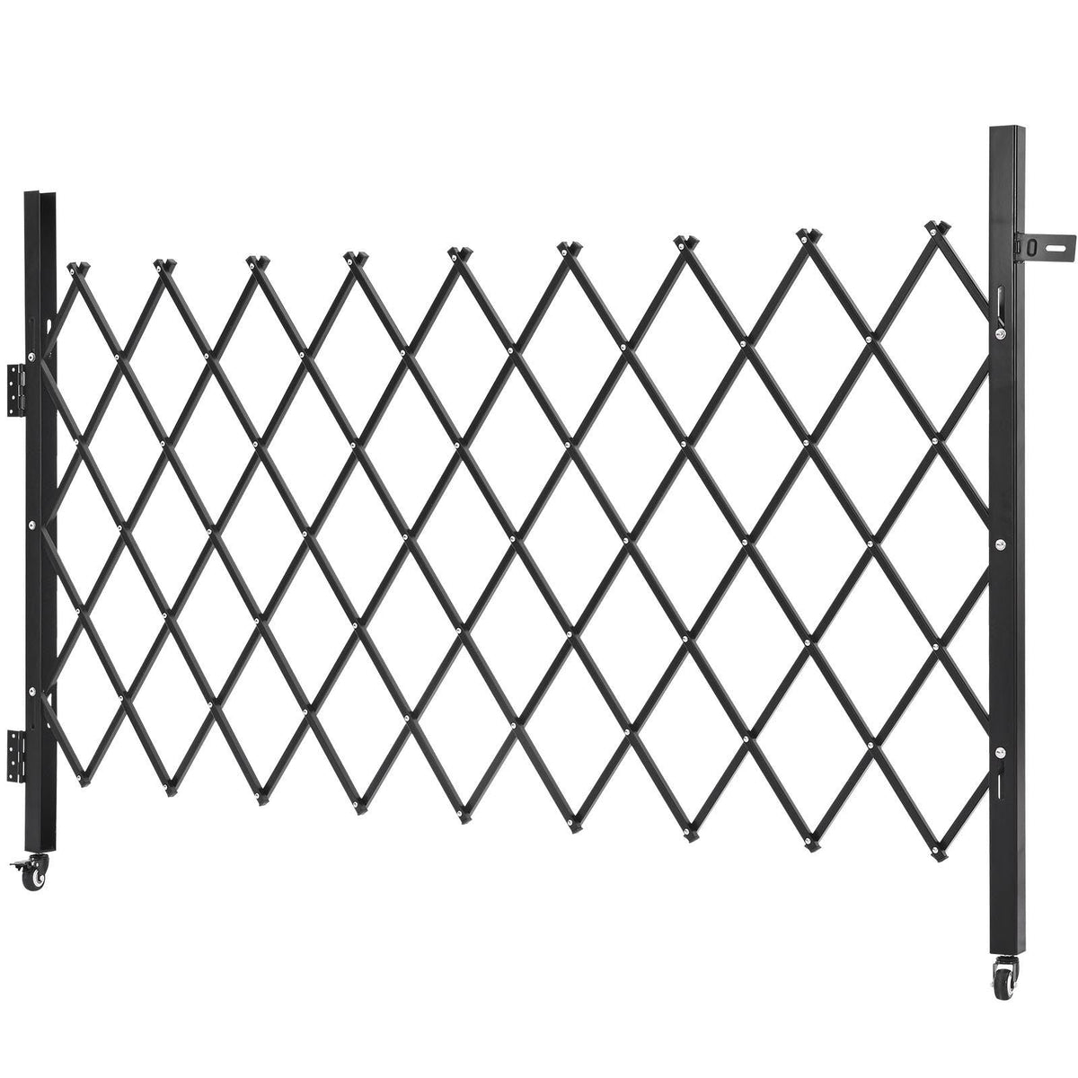 Single Folding Security Gate, Lockable Scissor Gate with 360° Swivel Casters, Outdoor Barricade Steel Retractable Gates, for Entry Security, Garage, Warehouse & Pool, 74.80 x 51.57 in (W x H)