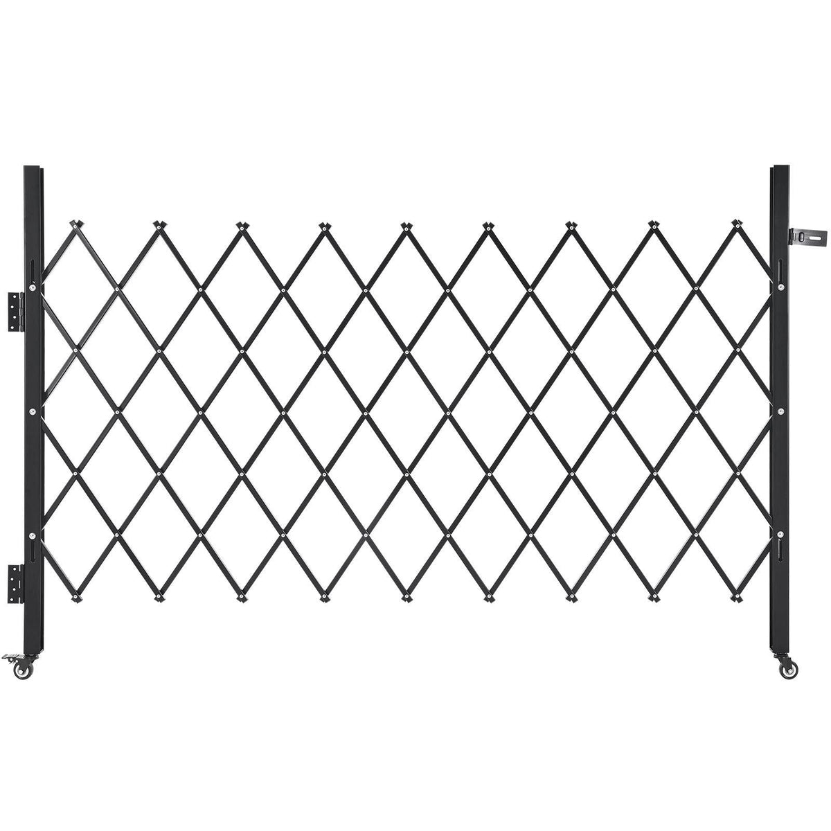 Single Folding Security Gate, Lockable Scissor Gate with 360° Swivel Casters, Outdoor Barricade Steel Retractable Gates, for Entry Security, Garage, Warehouse & Pool, 74.80 x 51.57 in (W x H)