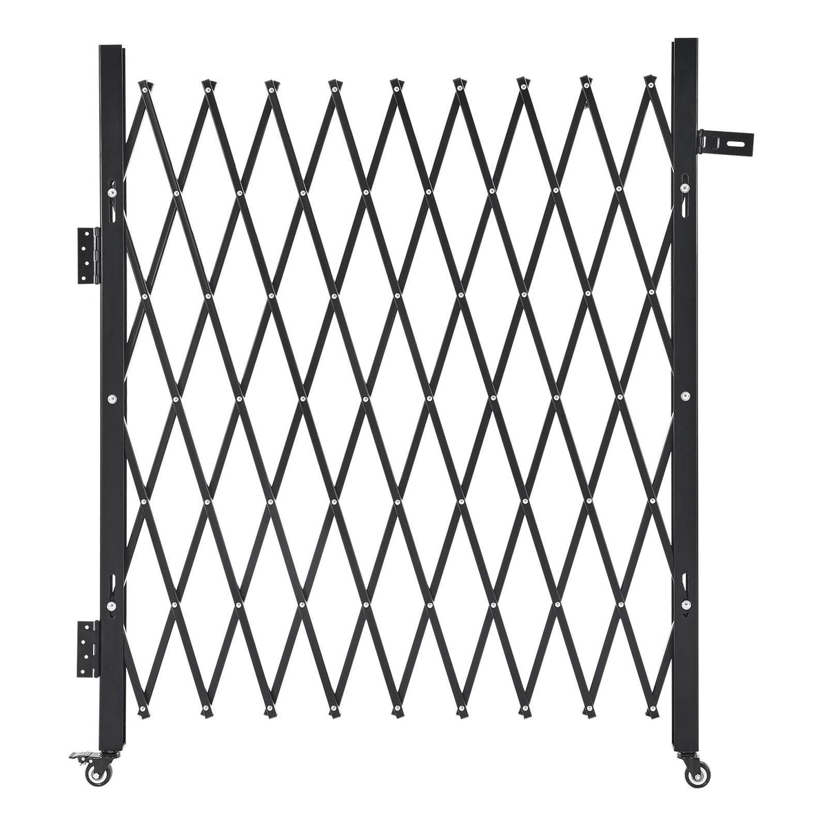 Single Folding Security Gate, Lockable Scissor Gate with 360° Swivel Casters, Outdoor Barricade Steel Retractable Gates, for Entry Security, Garage, Warehouse & Pool, 74.80 x 51.57 in (W x H)