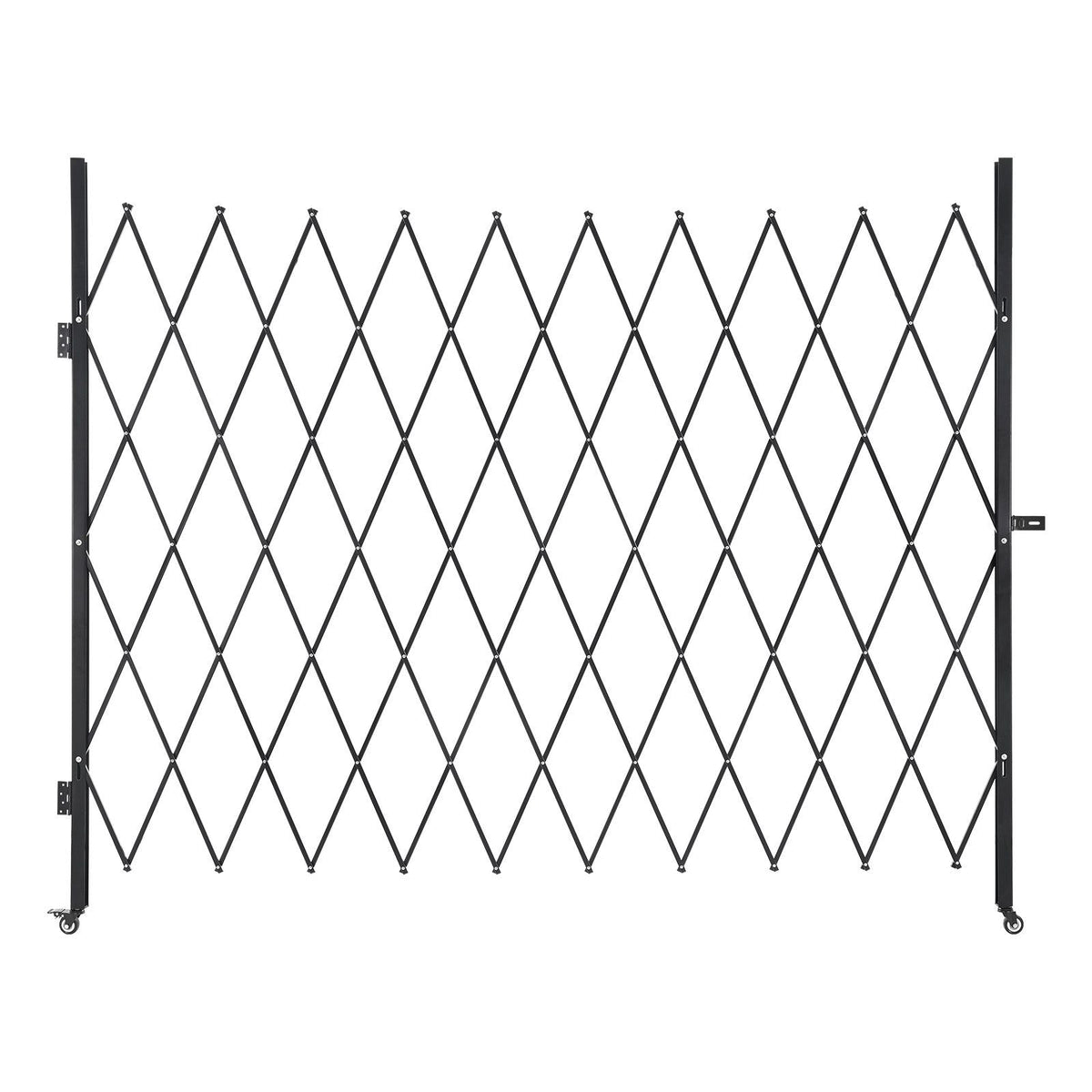 Single Folding Security Gate, Lockable Scissor Gate with 360° Swivel Casters, Outdoor Barricade Steel Retractable Gates, for Entry Security, Garage, Warehouse & Pool, 94.49 x 86.81 in (W x H)
