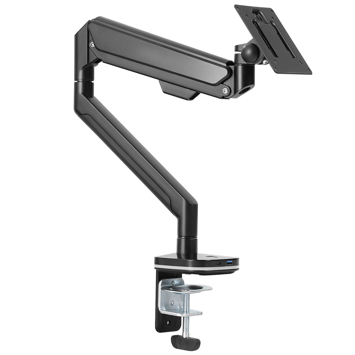 Single Monitor Mount with USB, Supports 13"-35" Screen, Adjustable Gas Spring Monitor Arm, Holds up to 26.4 lbs, Monitor Arm Desk Mount with C-Clamp/Grommet Mounting Base, VESA Mount 75/100mm