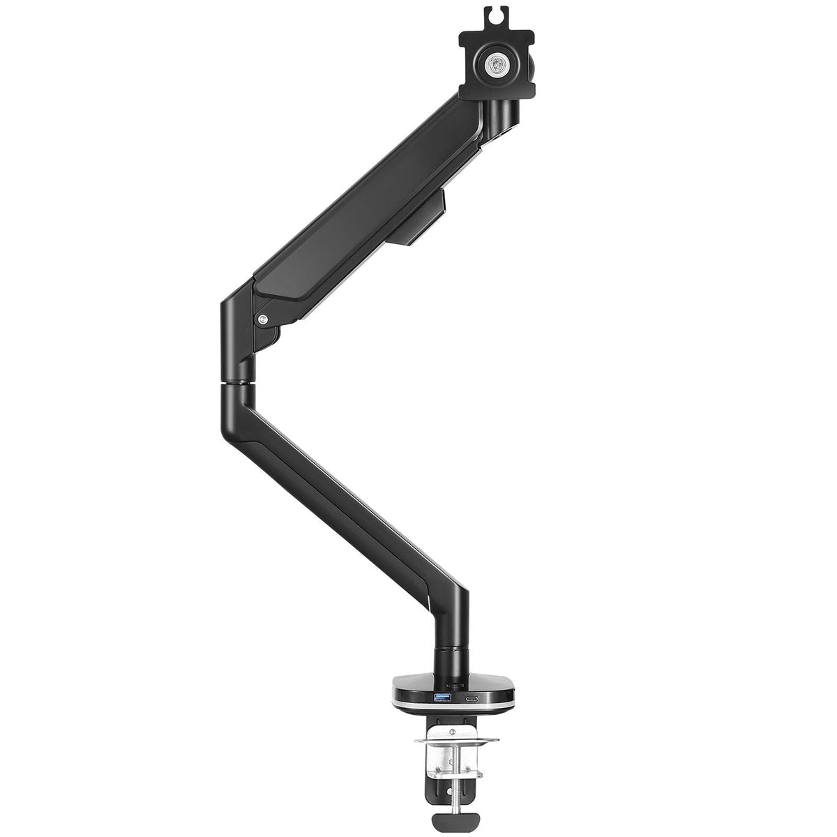 Single Monitor Mount with USB, Supports 13"-35" Screen, Adjustable Gas Spring Monitor Arm, Holds up to 26.4 lbs, Monitor Arm Desk Mount with C-Clamp/Grommet Mounting Base, VESA Mount 75/100mm