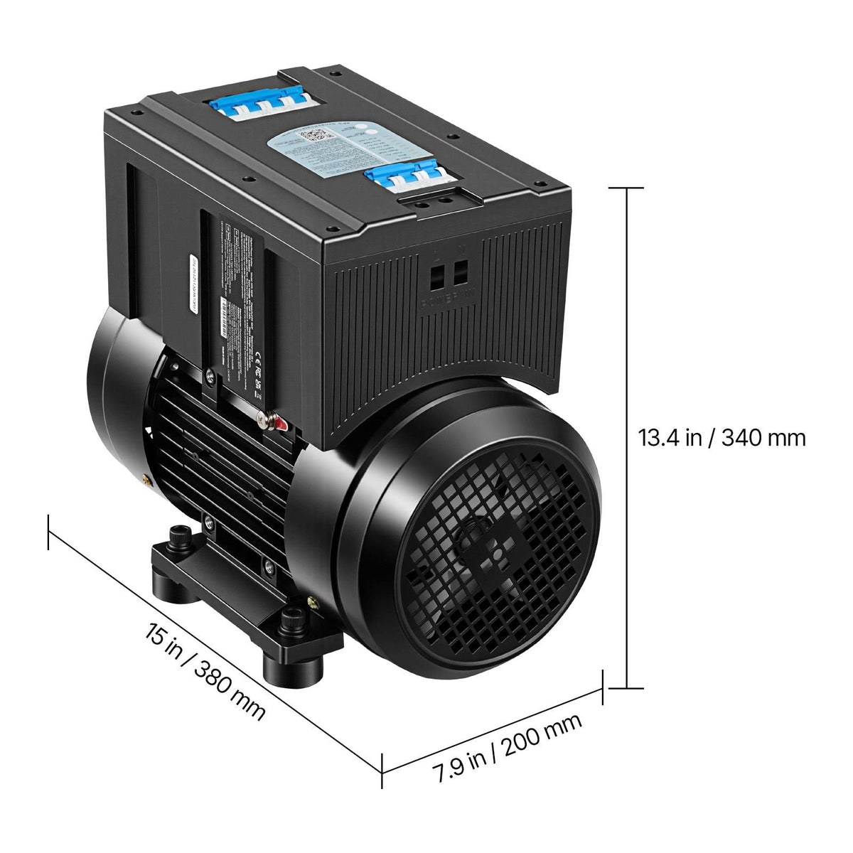 Single Phase to 3-Phase Rotary Converter, 2.5HP 7A 208-240V Input/Output Rotary Phase Converter - Expandable to Higher Horsepower for Heavy-Load Equipment