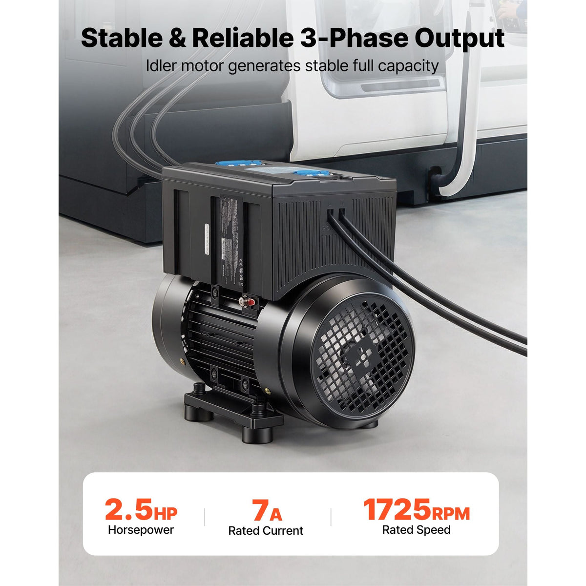Single Phase to 3-Phase Rotary Converter, 2.5HP 7A 208-240V Input/Output Rotary Phase Converter - Expandable to Higher Horsepower for Heavy-Load Equipment