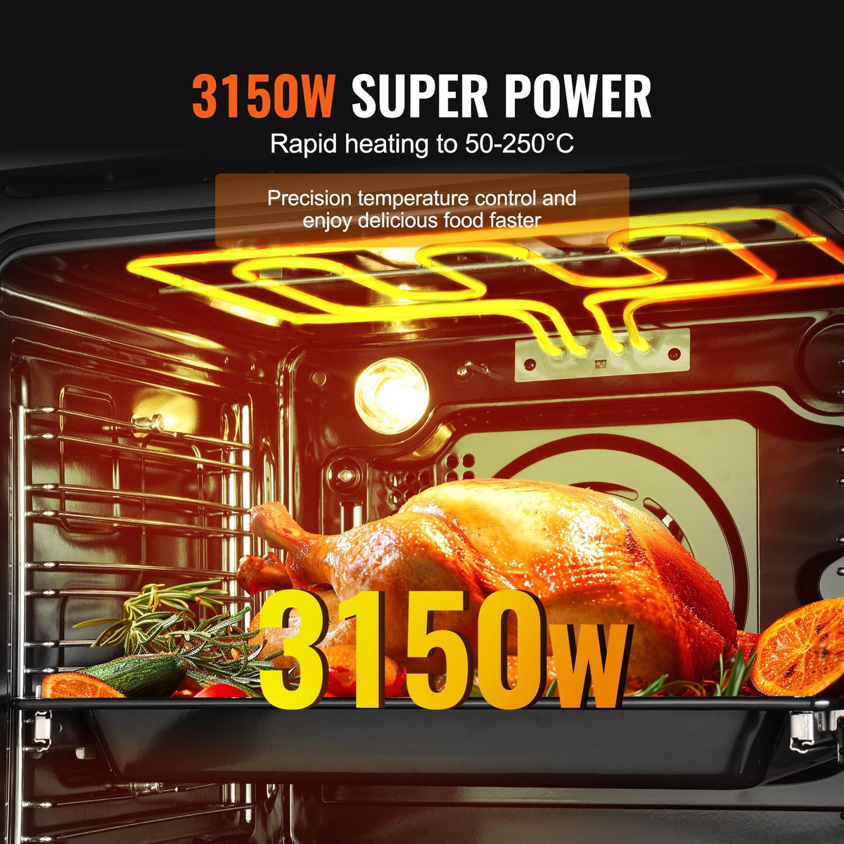 Single Wall Oven, 24" Electric Built-in Wall Oven with 16 Cooking Functions, 2.68 Cu.Ft Electric Wall Ovens with Timer, 3150W Electric Oven with Baking Rack and Tray, for Kitchen
