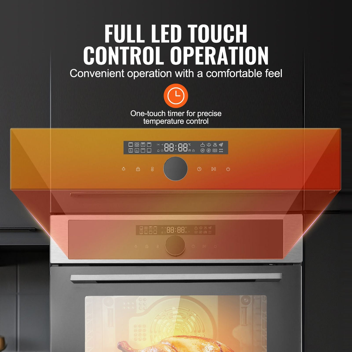 Single Wall Oven, 24" Electric Built-in Wall Oven with 16 Cooking Functions, 2.68 Cu.Ft Electric Wall Ovens with Timer, 3150W Electric Oven with Baking Rack and Tray, for Kitchen