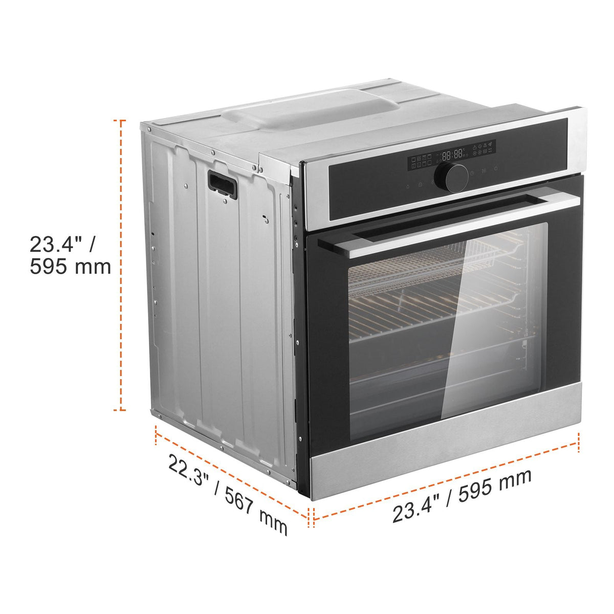 Single Wall Oven, 24" Electric Built-in Wall Oven with 16 Cooking Functions, 2.68 Cu.Ft Electric Wall Ovens with Timer, 3150W Electric Oven with Baking Rack and Tray, for Kitchen