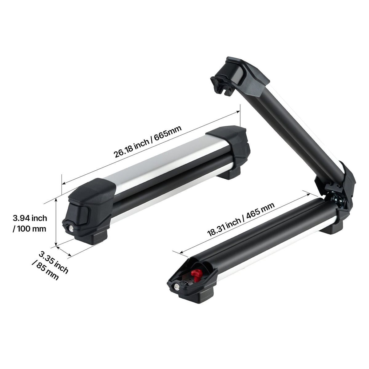 Ski & Snowboard Roof Rack, Carry up to 4 Pairs of Skis or 2 Snowboards, 2 PCS Aluminum Universal Car Roof Rack with Lock & Rubber Padding, Carrier for Fishing Rod, Fit Most Slotted Crossbars