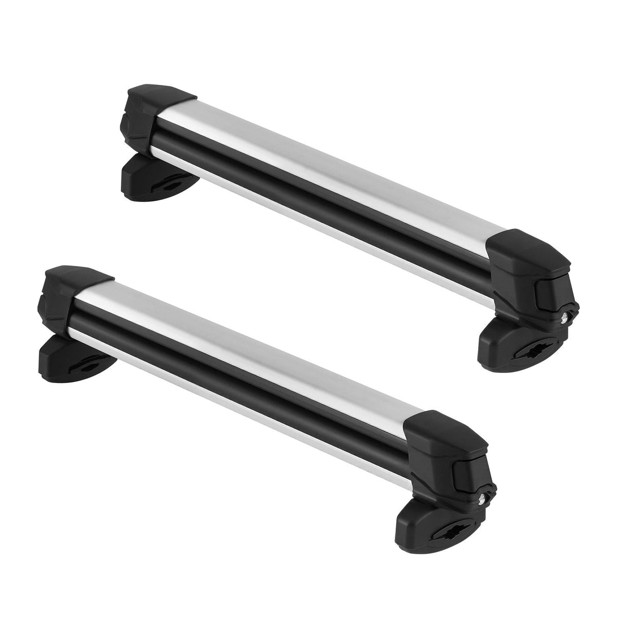 Ski & Snowboard Roof Rack, Carry up to 6 Pairs of Skis or 4 Snowboards, 2 PCS Aluminum Universal Car Roof Rack Top Holder with Lock and Rubber Padding for Fishing Pole Rod, Fit Most Crossbars