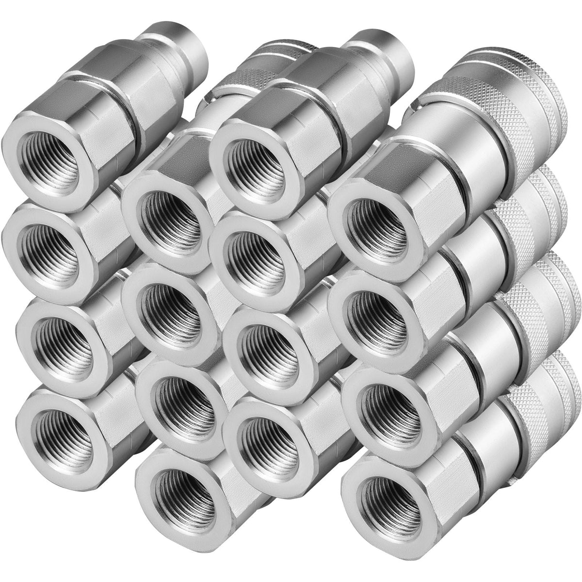 Skid Steer Hydraulic Quick Connect 1/2\" Body Hydraulic Coupler 1/2\" NPT Hydraulic Coupling Quick Connect 8 Pairs Hydraulic Quick Coupler 27.6 MPa (ISO 16028) (8 Pairs)