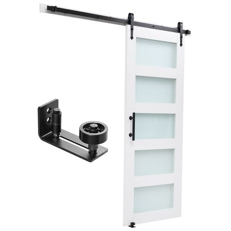 Sliding Barn Door, 36 x 84 inch, High-Strength MDF Panel and Glass, Barn Door with Hardware Kit, Water-Proof PVC Surface, Easy to Install, H-Frame, Smoothly and Quietly Sliding for Living Room