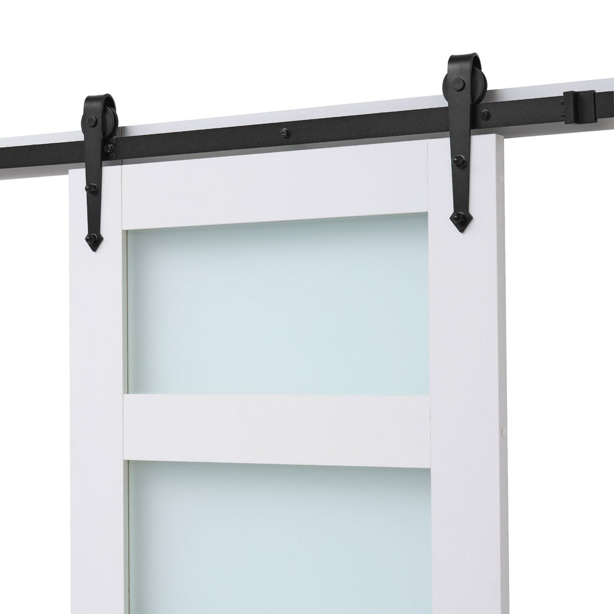 Sliding Barn Door, 36 x 84 inch, High-Strength MDF Panel and Glass, Barn Door with Hardware Kit, Water-Proof PVC Surface, Easy to Install, H-Frame, Smoothly and Quietly Sliding for Living Room