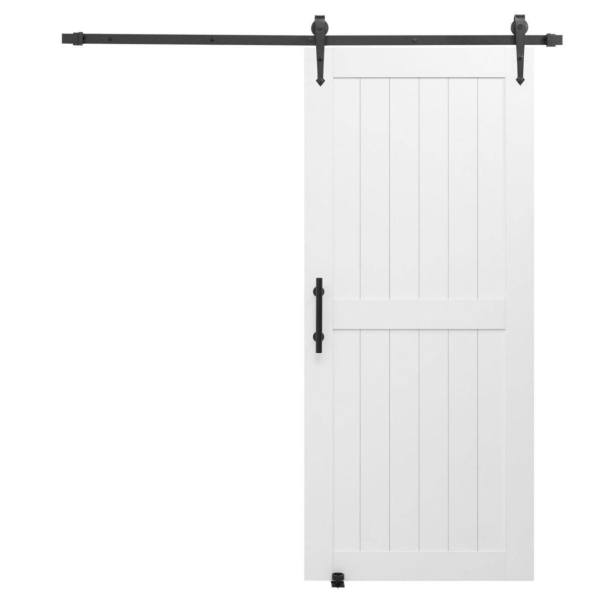 Sliding Barn Door, 36 x 84 inch, High-Strength MDF Panel, Barn Door with Hardware Kit, Water-Proof PVC Surface, Easy to Install, H-Frame, Smoothly and Quietly Sliding for Living Room, Bathroom