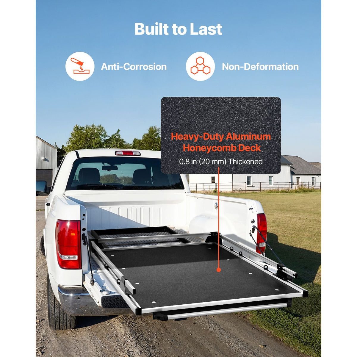 Sliding Truck Bed Organizer, 63 x 47-Inch Heavy Duty Truck Bed Storage Drawer with 1000 lbs Capacity, Features 6 Movable Rings for Securing, 2-Postion Slide out Tray for Pickup Trucks, Black