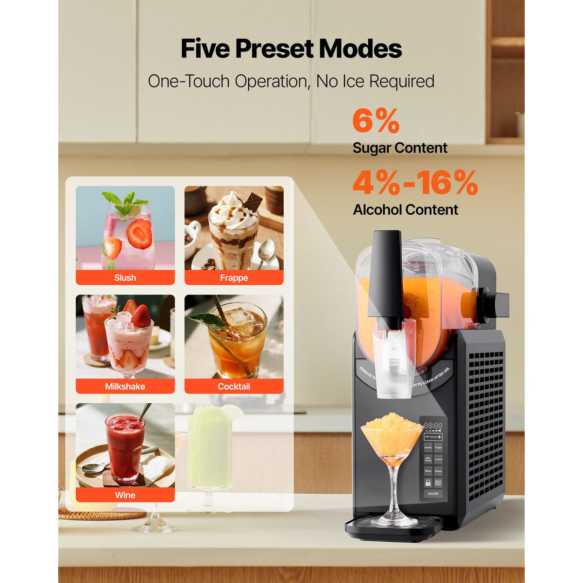 Slushie Machine, 2.6L/88oz No Ice Needed Slushy Machine for Home, Frozen Drink Maker with 5 Preset Programs, Margarita Machine with Self-Cleaning, Frozen Margaritas, Frappés, Milkshake & More