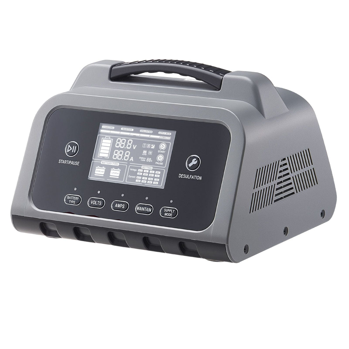 Smart Battery Charger, 16A, 6V 12V 24V 36V 48V 60V 72V Lithium LiFePO4 Lead-Acid (Gel/AGM) Car Battery Charger, with LCD Display, Trickle Charging Maintainer Desulfator, for Car Boat Motorcycle