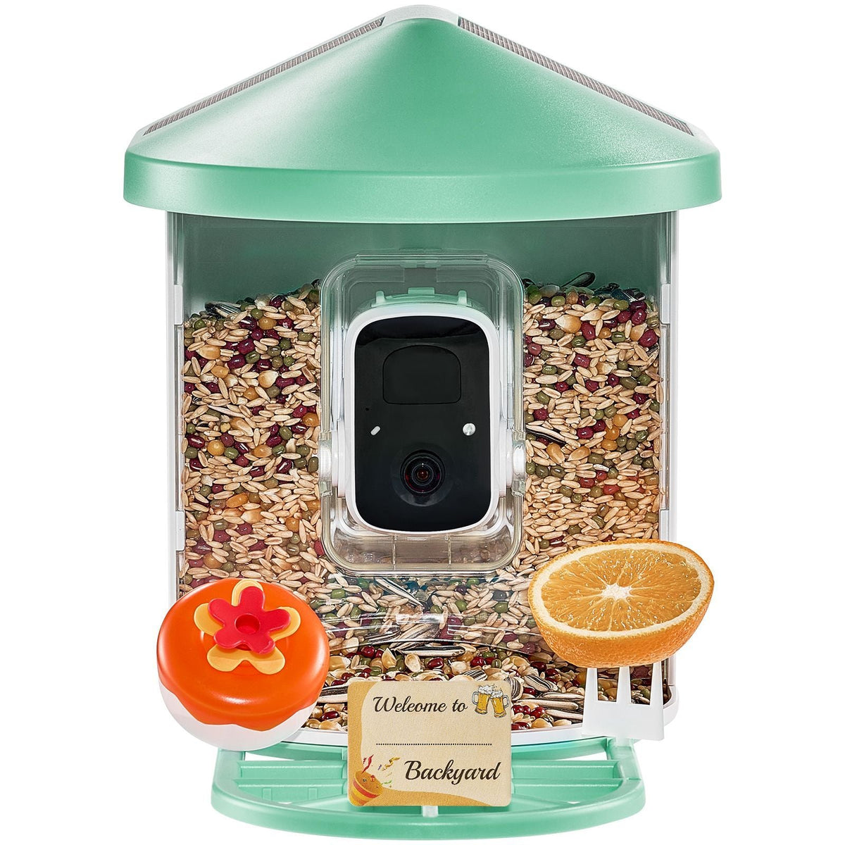 Smart Bird Feeder with Camera, 2K HD AI Identify 10000+ Bird Species, Solar-Powered Bird Watching Camera with Auto Capture & Instant Notify, Wireless Outdoor Gift for Bird Lover (3 Solar Panels)
