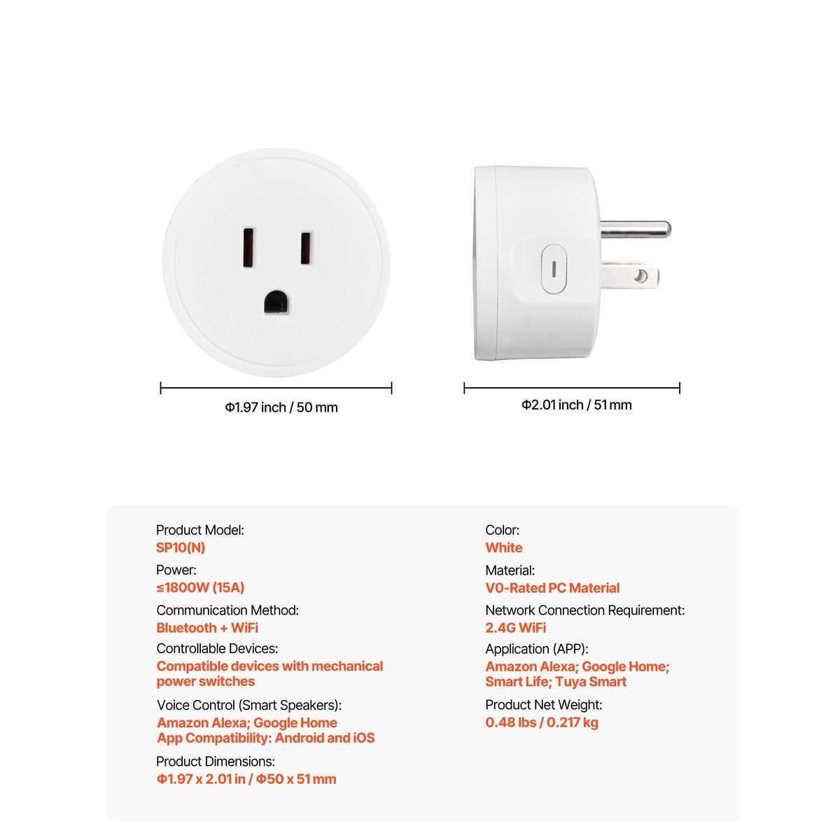 Smart Plug, WiFi Smart Outlet Compatible with Alexa and Google Home, WiFi Plugs with Scheduling, App Control & Timer Function, 2.4GHz Wi-Fi Only, 15Amp, No Hub Required, White (4 Pack)