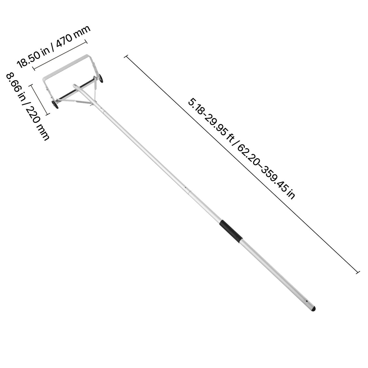 Snow Roof Rake, 18.5 in Aluminum Blade, 5.2-30 ft Adjustable Roof Snow Scraper with Wheels & Slide, , Lightweight Snows Removal Tool for House Rooftop Leaves Debris Clearing