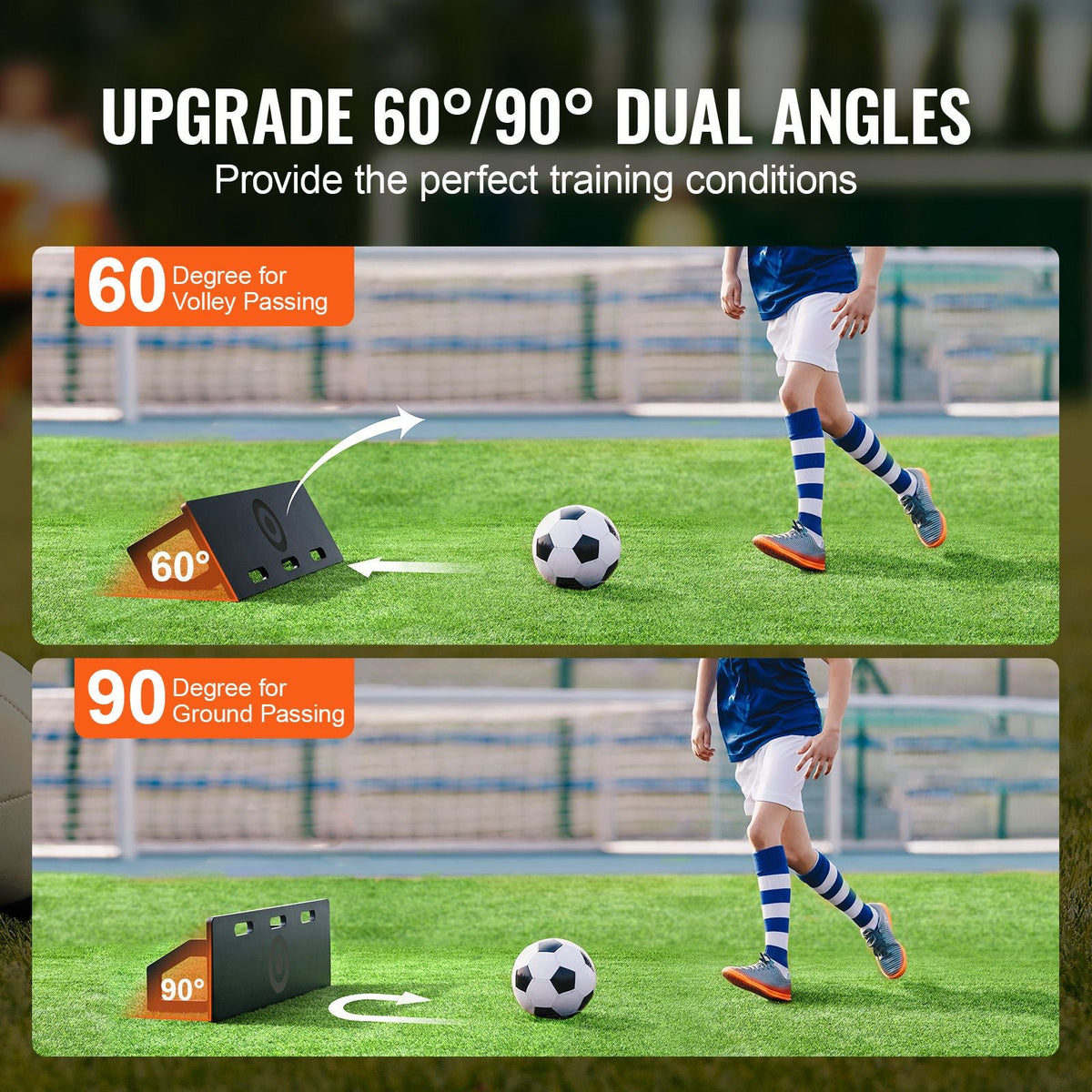 Soccer Rebounder Board, 40"X12" Portable Soccer Wall with 2 Angles Rebound, Foldable HDPE Kickback Rebound Board, Soccer Training Equipment for Kids and Adults, Passing & Shooting Practice