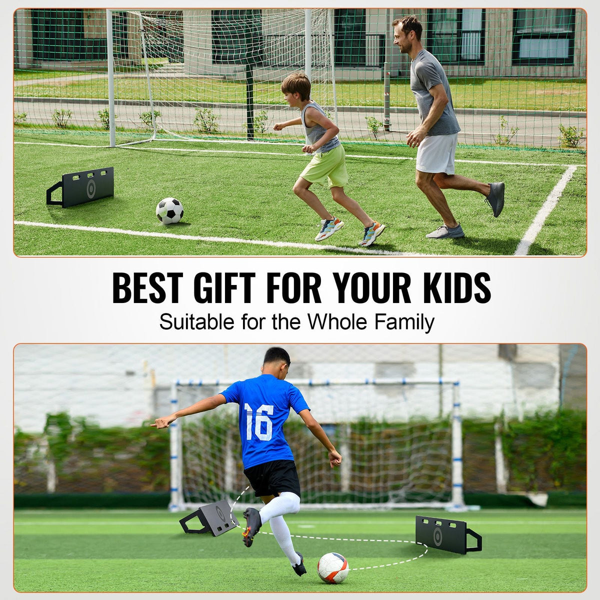 Soccer Rebounder Board, 40"X12" Portable Soccer Wall with 2 Angles Rebound, Foldable HDPE Kickback Rebound Board, Soccer Training Equipment for Kids and Adults, Passing & Shooting Practice