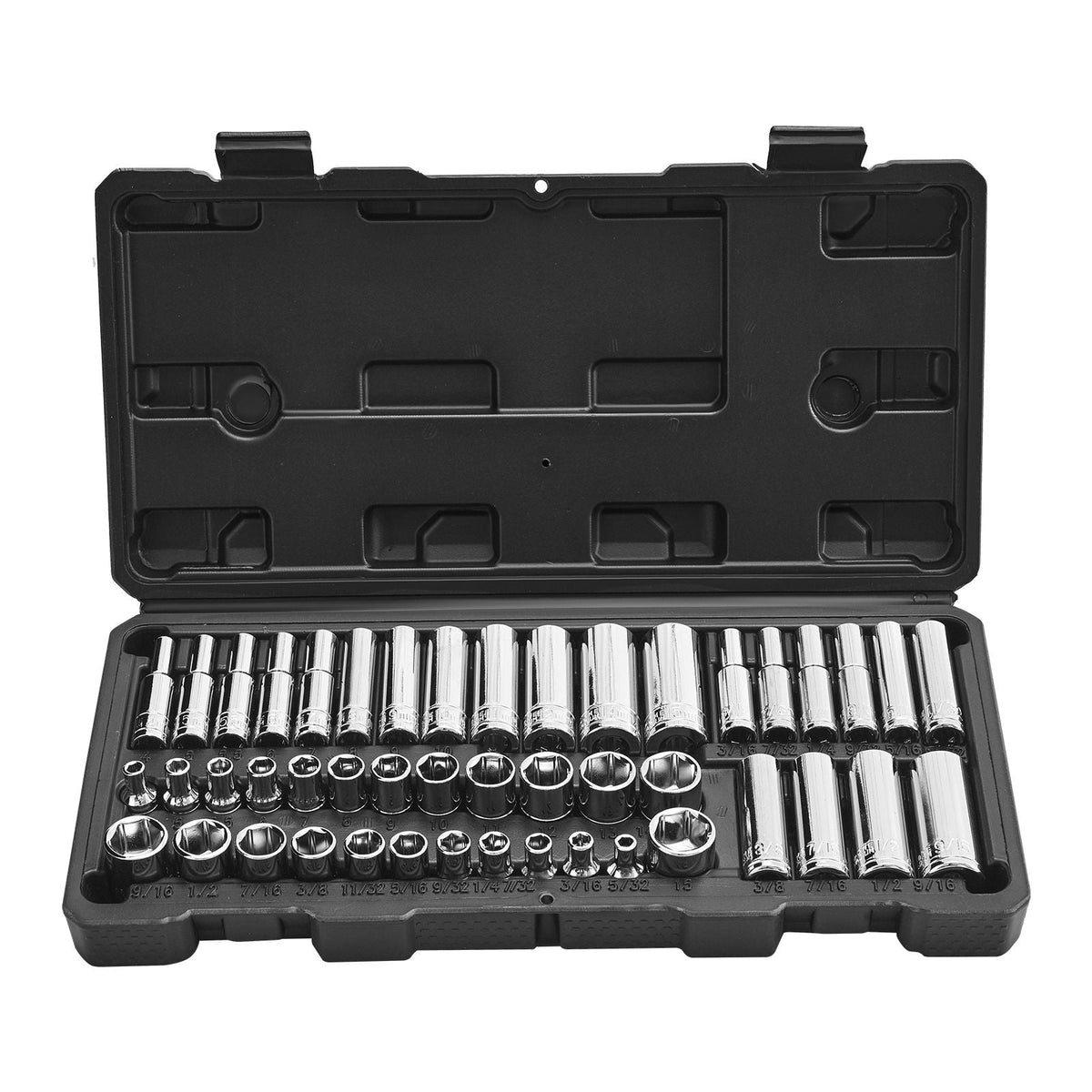 Socket Set, 46 Pieces, 1/4 inch Drive Socket Tool Set, SAE and Metric Size, Deep and Standard, Mechanic Tool Kit with Storage Case, Chrome Plated CR-V Alloy Steel, for Automotive Repair