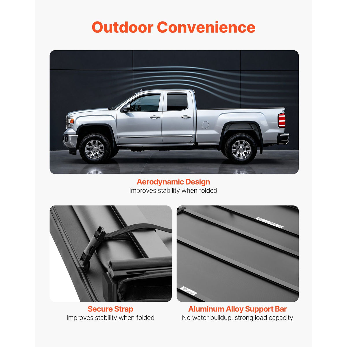 Soft Quad-Fold Truck Bed Tonneau Cover, Compatible with 2019-2024 Dodge Ram 1500 (Incl. Classic & New) 6.4 ft (76 in) Bed Without Rambox, Split Tailgate, Waterproof Folding Truck Tonneau Cover