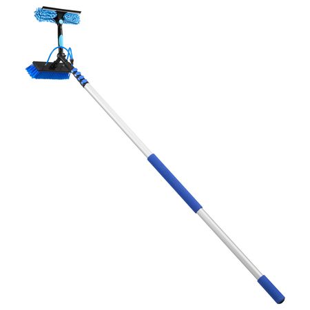 Solar Panel Cleaning Kit, 24 ft, Water Fed Pole Kit with Cleaning Brush, Soap Dispenser, Extendable Aluminum Telescopic Pole, 180° Rotatable Brush Head, for Roof Mounted Solar Panels, Windows