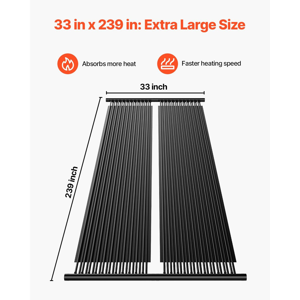 Solar Pool Heater, 2.75 x 20 ft HDPE Solar Pool Panel( 2 Pcs) - Durable & Weather-Proof, with Complete Accessories, Universal Solar Pool Panel–Raises Water Temperature