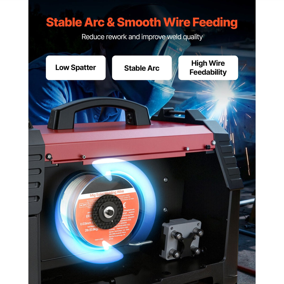Solid MIG Welding Wire, ER308L 0.03-inch 2 LBS, Low Spatter Stainless Steel Welding Wire with High Feedability for All-Position Gas Shielded Welding