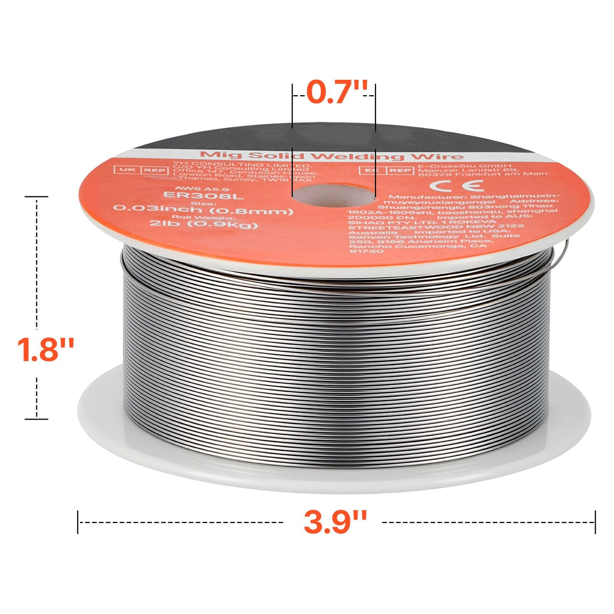 Solid MIG Welding Wire, ER308L 0.03-inch 2 LBS, Low Spatter Stainless Steel Welding Wire with High Feedability for All-Position Gas Shielded Welding