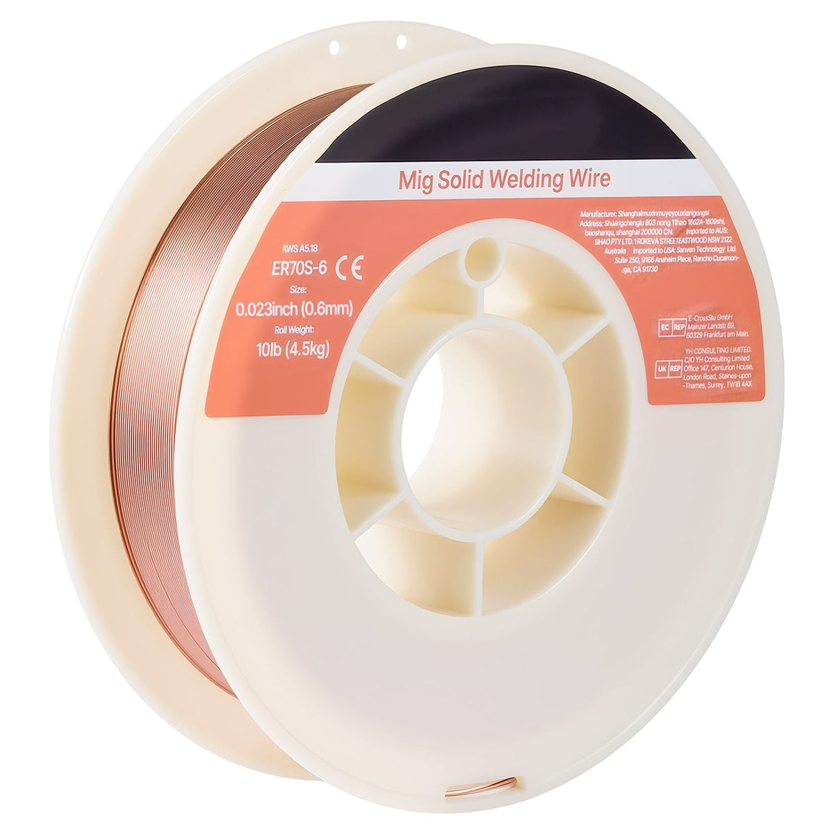 Solid MIG Welding Wire, ER70S-6 0.023-inch 10 LBS, Low Spatter Mild Steel Welding Wire with High Deoxidizers for All-Position Gas Shielded Welding
