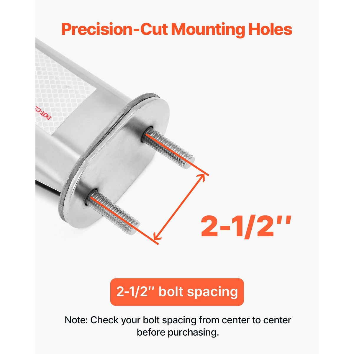 Stainless Steel Angled Spring Loaded Mud Flap Hangers, 2-1/2" Bolt Spacing Mudflap Hangers for Semi Trucks, 1 Pair Heavy Duty Semi Truck Mud Flap Hanger Set with Reflective Strips, Silver