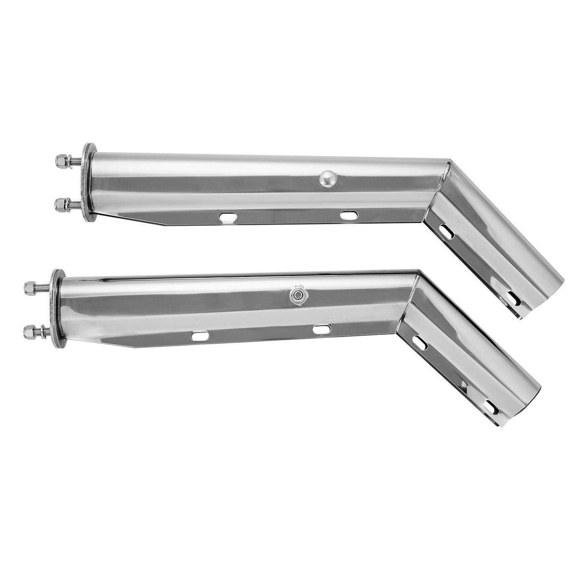 Stainless Steel Angled Spring Loaded Mud Flap Hangers, 2-1/2" Bolt Spacing Mudflap Hangers for Semi Trucks, 1 Pair Heavy Duty Semi Truck Mud Flap Hanger Set with Reflective Strips, Silver