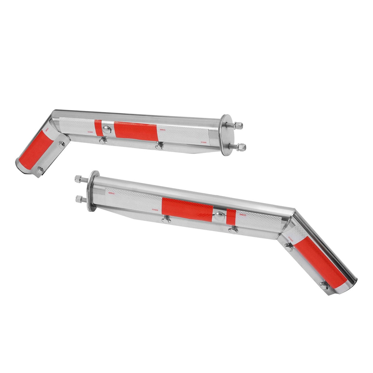 Stainless Steel Angled Spring Loaded Mud Flap Hangers, 2-1/2" Bolt Spacing Mudflap Hangers for Semi Trucks, 1 Pair Heavy Duty Semi Truck Mud Flap Hanger Set with Reflective Strips, Silver