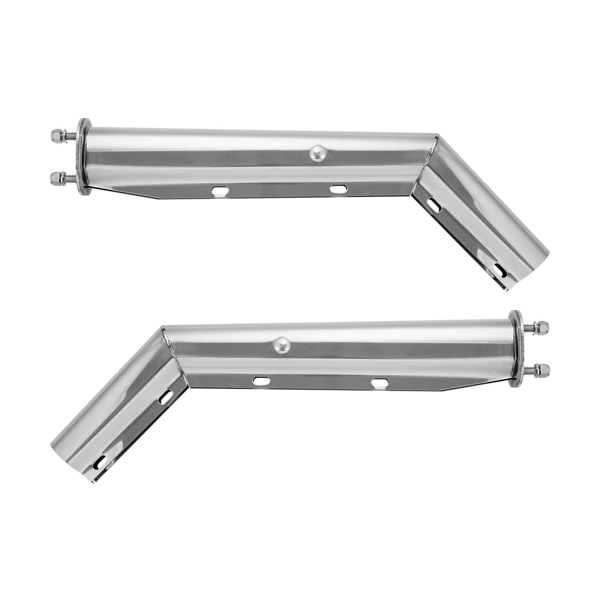 Stainless Steel Angled Spring Loaded Mud Flap Hangers, 2-1/2" Bolt Spacing Mudflap Hangers for Semi Trucks, 1 Pair Heavy Duty Semi Truck Mud Flap Hanger Set with Reflective Strips, Silver