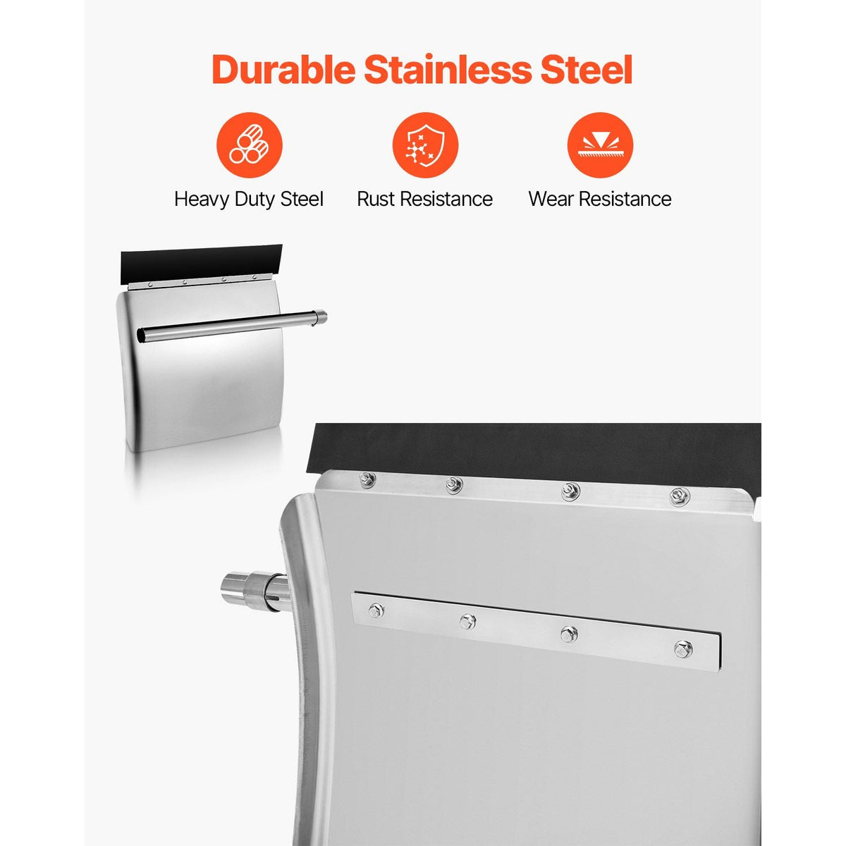 Stainless Steel Quarter Fenders for Semi Trucks, 24" x 24" Semi Truck Fenders with Tube Bracket and Mounting Hardware, 1 Pair Right & Left Quarter Fender Set, Fit for Freightliner, Peterbilt
