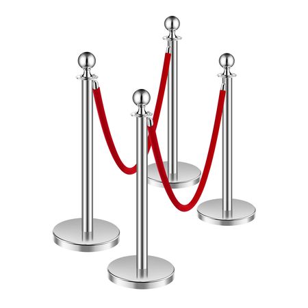 Stanchions and Velvet Ropes 4Pcs, Hollow Base with Stainless Steel Post, 2 Red Velvet Ropes and Posts, Crowd Control Barriers Silver Stanchions, Red Carpet Runner Poles for Party Supplies