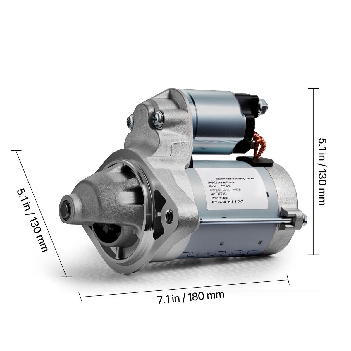 Starter 17841, Starter Motor Replacement Compatible with Pontiac Vibe L4 1.8L 2003-2008, Toyota Corolla/Matrix L4 1.8L 2003-2008, OEM 19338656 28100-22090 88864512 2800330 N17841 SND0295 SR3282X