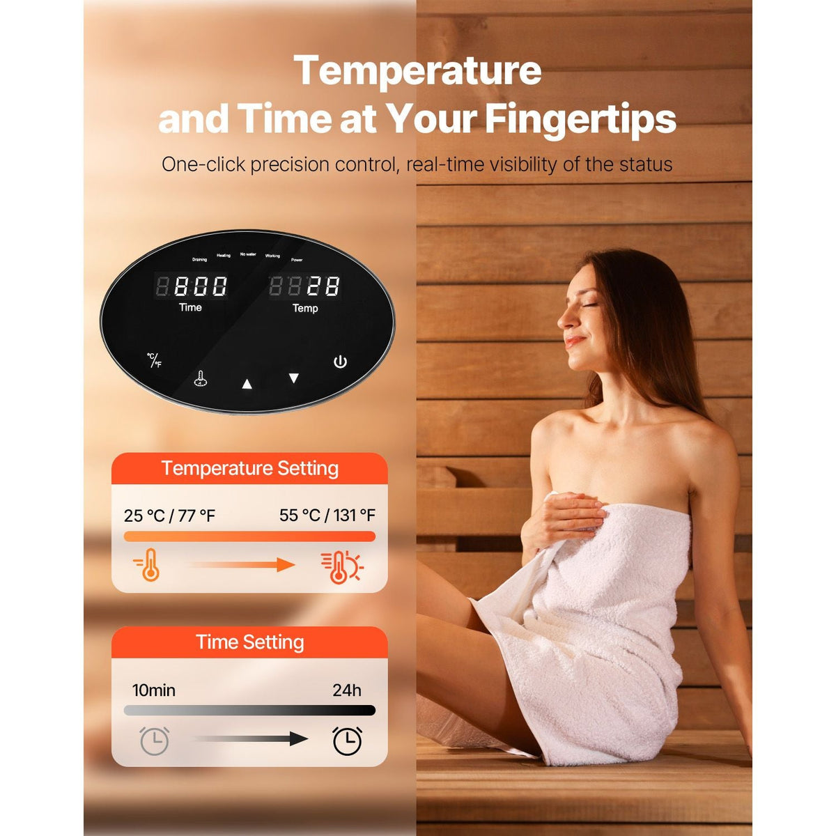 Steam Generator, 9 kW Steam Shower System with Controller for Home Sauna Bath Spa, Commercial Auto Drain Kit with Overheat, Dry-Run & Overpressure Protection, 10 Min to 24h Efficient, Black